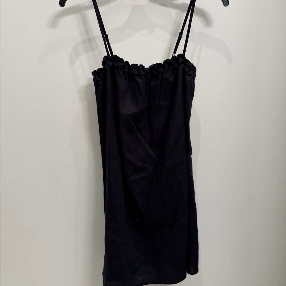 Reformation Black Ruffle Top Dress